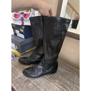 Frye Cindy Slouch Leather Mid Calf Pull On Boots  Black Pull-On Size 6.5 M